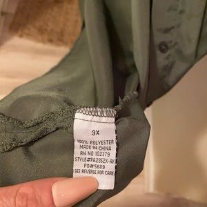 Studded shouldered army green blouse.